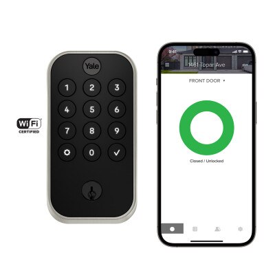 Yale Pro 2 Keyed Pushbutton Keypad Lock with Wi-Fi, Satin Nickel